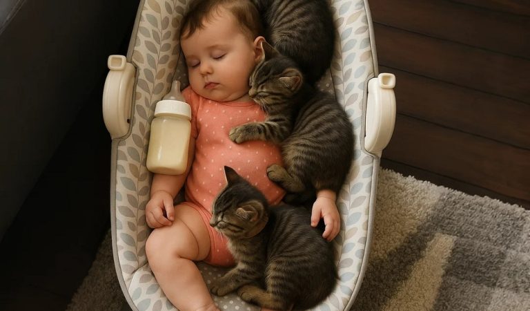 I Let My Baby Girl Nap For Twenty Minutes—When I Returned, The Kittens Had Made Her Their Queen