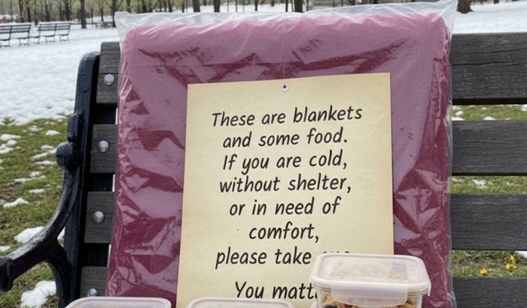 truggling Single Father of Three Leaves Blankets and Food for Homeless on a Park Bench — One Morning, a Lawyer Knocked on His Door.