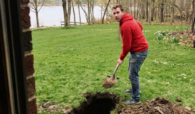 I Believed My Husband and Daughter Were at Disneyland – But When I Arrived at the Lake House, I Saw Him Digging Something in the Backyard