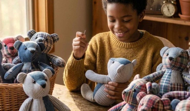 My Teen Son Sewed 20 Teddy Bears from His Late Dad’s Shirts for a Local Shelter – When 4 Armed Deputies Showed Up at Dawn, I Was Stunned by What They Pulled out of Their Cruiser